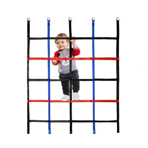 Rede de Escalada Ninja, Obstáculo de Guerreiro Ninja para Crianças, Escada de Rede de Corda e Barras de Macaco para Parede de Escalada