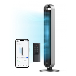 Ventilador de Torre com 12 Velocidades, Controle Remoto e Tela LED, 110V 36W, DREO Pilot Max S DR HTF004, Prateado