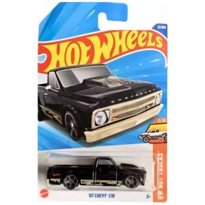 Miniatura Hot Wheels 67 Chevy C10 Preto, Série HW Hot Trucks 210, 21250,Mattel