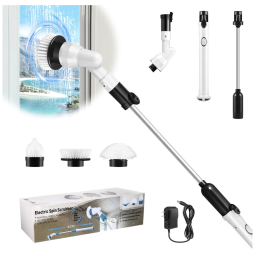 Vassoura Elétrica Rotativa 360 sem Fio com Cabo Flexível e 3 Acessórios, Branca, 110v, NOREWER, Branco