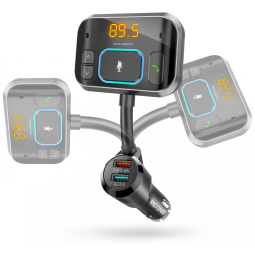 Adaptador Transmissor Veicular Bluetooth FMVC2 Veicular com USB, REXING, Preto