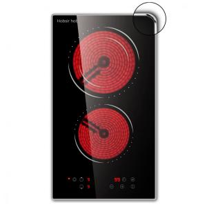 Cooktop Elétrico Hobsir Hob 2 Queimadores, Fogão Elétrico de 30 centímetros, Cooktop de Cerâmica Embutido com Controle Touch, Temporizador