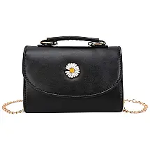 Moonlitt Bolsa Feminina de Ombro em Couro Sintético, Preta Margarida