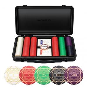 Maleta de Poker de Alta Qualidade com 300 Peças e Fichas Numeradas, , 12g, SLOWPLAY, Preta