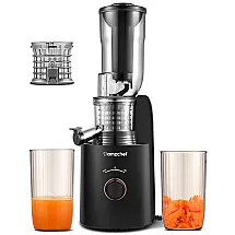 Espremedor de Frutas com Filtro sem Entupimento e Alto Rendimento, 250W, AMZCHEF, Preto