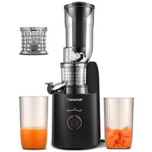 Espremedor de Frutas com Filtro sem Entupimento e Alto Rendimento, 250W, AMZCHEF, Preto