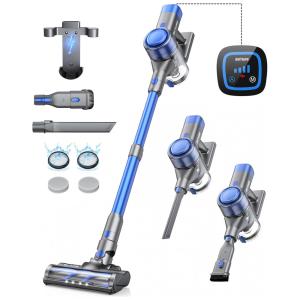 Aspirador de Pó Multifuncional sem Fio com Acessórios, Painel LED e Sucção Potente 33000PA, 110V 450W, BuTure, Azul