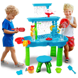 Mesa de Atividades Sensoriais com 3 Andares, para Crianças de 3 a 5 Anos, MUGEYMYD, Azul