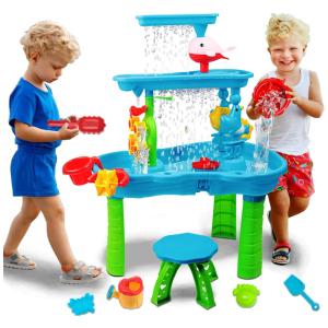 Mesa de Atividades Sensoriais com 3 Andares, para Crianças de 3 a 5 Anos, MUGEYMYD, Azul