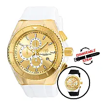 Relógio TechnoMarine Cruise Star Masculino - 46mm. Branco. Preto com alça intercambiável TM-115046