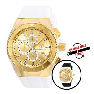 Relógio TechnoMarine Cruise Star Masculino - 46mm. Branco. Preto com alça intercambiável TM-115046