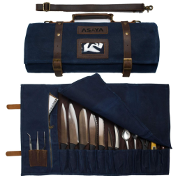 Asaya Estojo, Bolsa Portátil para Facas com 15 Slots, Facas não Incluídas, Azul