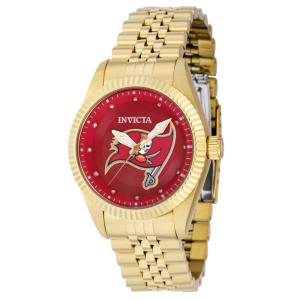 Relógio Feminino NFL Tampa Bay Buccaneers, Invicta 42546, Dourado e Vermelho