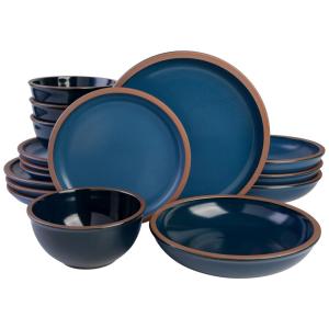 Aparelho de Jantar Coupe com 16 Peças em Terracota Serve 4 Pessoas, Gibson Elite Lagos, Azul