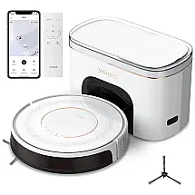 Aspirador de Pó Robô com Conexão via APP WI FI, Auto Esvaziamento e Sucção Forte 2700PA, 110V, Verefa, Branco