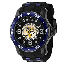 Relgio masculino Invicta NHL Pittsburgh Penguins - 48mm, preto e azul.