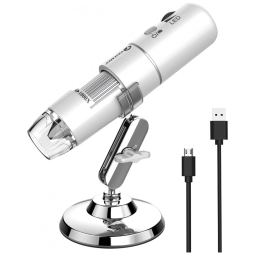 Microscópio digital sem Fio Portátil Câmera de Inspeção HD USB Ampliação de 50x 1000x, T TAKMLY, Prata