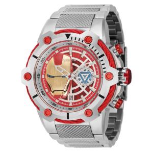 Relógio Masculino Analógico de Quartzo 51.5mm, Invicta Marvel Ironman 43846, Prata e Vermelho