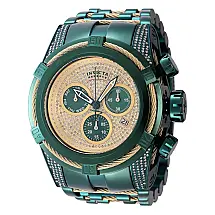 Relógio Masculino Reserve Bolt Zeus com Diamante Suíço Ronda Z60 calibre e Mostrador em Madrepérola, Invicta 43946, Verde e Dourado