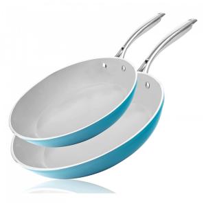 Conjunto de Panelas e Frigideiras Antiaderentes, Alças de Aço Inoxidável, 2 Peças, GOTHAM STEEL, Azul