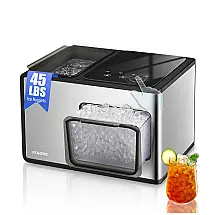 Máquina de Gelo que Produz 20 kg em 24H com Função de Autolimpeza e Display Digital LED, 110V, FOHERE, Prata