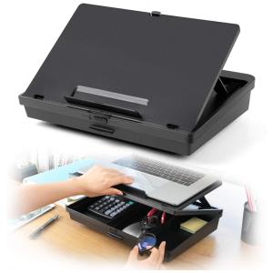Mesa de colo ajustável suporte para laptop com espaço de zenamento e 7 ângulos ajustáveis, cabe laptops de até 15,6 polegadas
