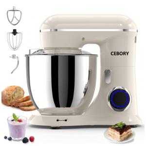 Batedeira Elétrica CEBORY Almond Cream 6,5L 660W 10 Velocidades com Tigela Inox Removível, Gancho para Massa e Batedor, 110V