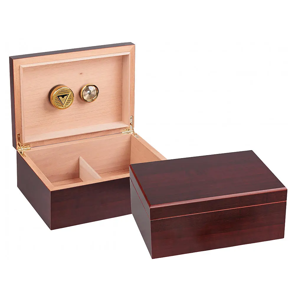 Umidificador de Charutos (Humidor) de Mesa Prestige Import Group The Executive 50 a 75 Charutos Cedro Espanhol Acabamento Cereja