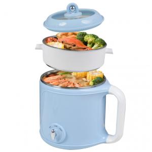 Ksalinameslon Hot Pot Elétrico Portátil 2L com Vaporizador - Cozinhe Ramen, Shabu Shabu e Mais
