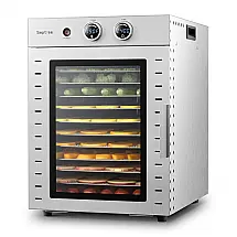 Desidratador de Alimentos Septree Prata 12 Bandejas Aço Inox Timer 24h 20°C-90°C 1000W 120V