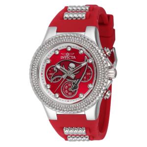 Relógio Feminino NFL Tampa Bay Buccaneers, Invicta 42756, Vermelho e Prata