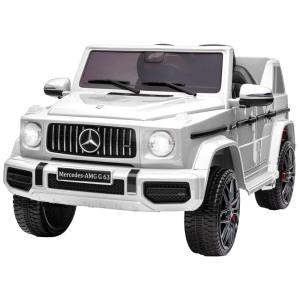 Licensed Mercedes Benz G63 Carro, Carrinho Elétrico 1 Assento 12V, com Luzes de LED e Controle Remoto, TOBBI, Branco