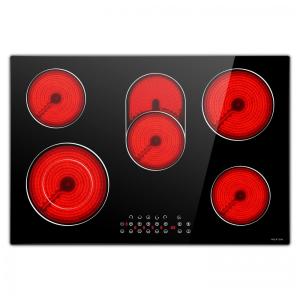 Cooktop Elétrico Noxton 76cm 5 Bocas, Touch Control, Trava de Segurança, Timer, Vitrocerâmica Radiante - Eficiente e Seguro!