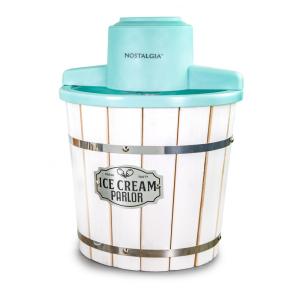 Máquina de Sorvete Elétrica Nostalgia com Balde de Madeira Estilo Parlor, Máquina de Sorvete Macio Antiga que Faz Frozen Yogurt ou Gelato em