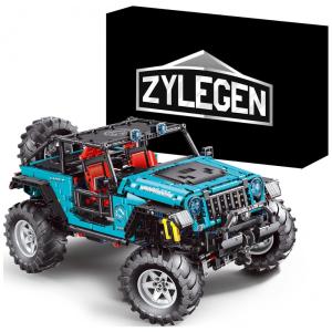 Kit de Construção Jeep, Peças 2680, Colecionável, ZYLEGEN Off Road Wrangler MOC Building Blocks, Azul