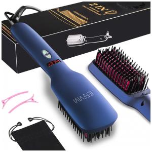 Escova Alisadora 2 em 1 Seca e Modela, Bivolt, IEFEVIVI, Azul