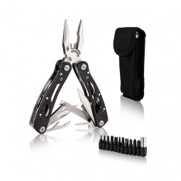 Alicate Multifuncional 14 em 1, Aço Inoxidável com Conjunto de 11 Bits, Forever Sleek, Preto