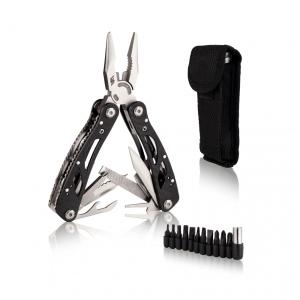 Alicate Multifuncional 14 em 1, Aço Inoxidável com Conjunto de 11 Bits, Forever Sleek, Preto