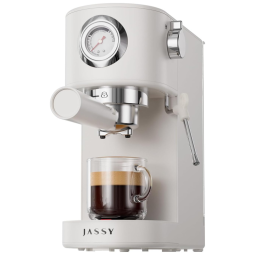 Máquina de Café Expresso 20 BAR com Vaporizador de Leite e Display LED, 110V 1376W, JASSY, Branco