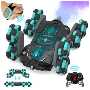 Carrinho de controle remoto acrobático 8WD Opmind com gestos luz spray