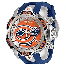 Relógio Masculino NFL Chicago Bears, Invicta 33066, Azul, Prata e Laranja