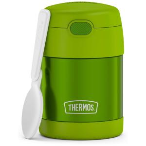 Frasco Térmico para Alimentos 300mL em Aço Inoxidável com Colher Dobrável, THERMOS F3100LM6, Verde