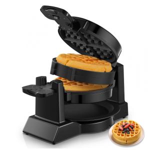 Máquina de Waffle Antiaderente e Rotativa 8 Fatias, 1400W, 110v, FOHERE, Preto