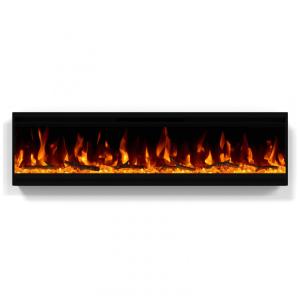 Lareira Elétrica de Embutir A34x101L cm com Estrutura Ultrafina, Controle Remoto e Digital, 110V 1500W, Burutpike EF2030