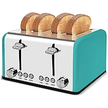 Torradeira Elétrica 4 Fatias, 6 Níveis de Tostagem, Aço Inoxidável, 1650W, 110v, CUSIMAX, Verde