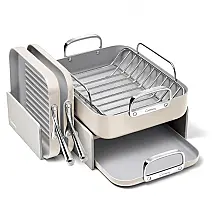 Jogo de Panelas Caraway Square Cookware 5 Peças Cerâmica Antiaderente Livre de PFAS Creme Compatível com Indução