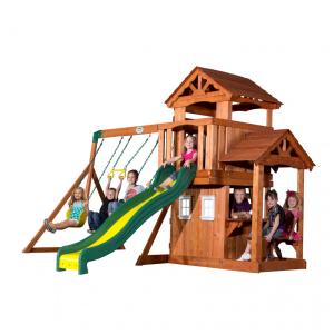 Balanços Backyard Discovery Tanglewood Playset de Madeira Cedro, Balanço Duplo, Estrutura Resistente e Durável, Ideal para Crianças de 3