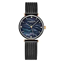 Relgio Cambria 3927 de 32mm com mostrador preto e pulseira de ao inoxidvel preta - Stuhrling