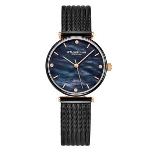 Relgio Cambria 3927 de 32mm com mostrador preto e pulseira de ao inoxidvel preta - Stuhrling