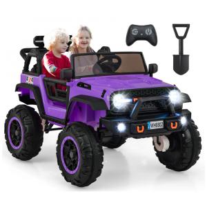 Carro Elétrico Infantil 2 Lugares OLAKIDS Violeta 24V 2WD/4WD Jeep 4x550W Controle Remoto LED Suspensão Música 20" Assento Duplo